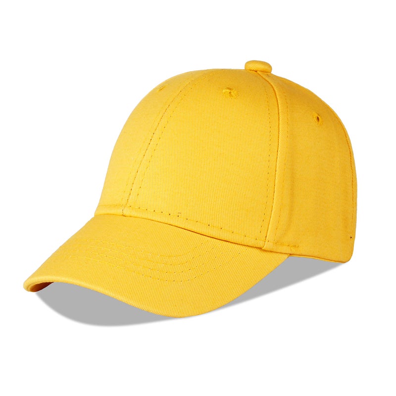 LANGZHEN Cotton Outdoor Toddler Girls Boys Plain Baseball Cap Baby Infant Structured Adjustable Hat for Kids Sun Hat (M-Yellow) - Image 1